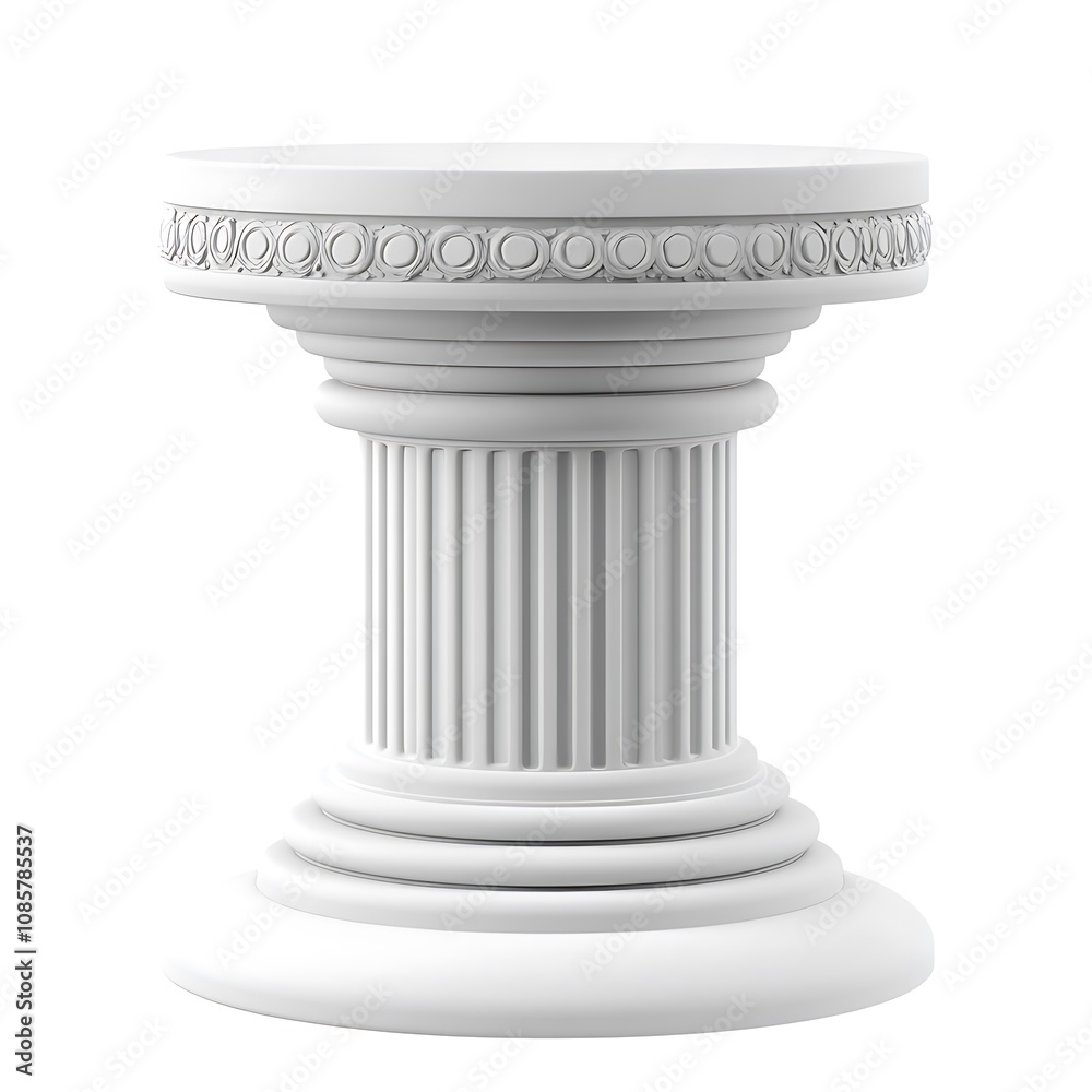 White podium isolated on white background, close up White podium isolated on white background, close up