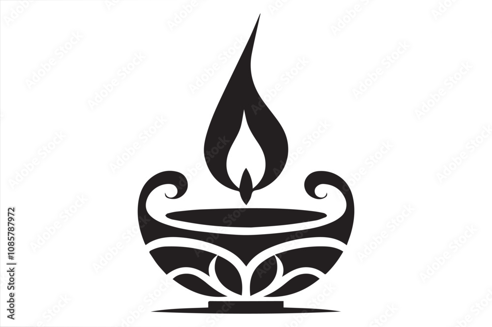 Diwali lamp silhouette vector icon design Diwali lamp silhouette vector icon design