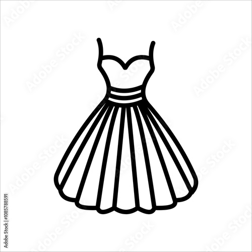 Evening dress icon.Symbol isolated white background. vector illustration. color editable.