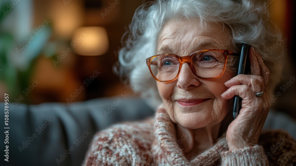 A grandparent receiving a call from their tech-savvy grandchild, discussing the importance of updating software to prevent vulnerabilities.