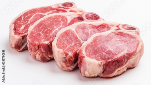 Cooking fresh pork chops kitchen food preparation bright environment close-up culinary art