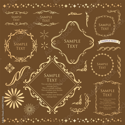 クリスマスのフレームデザインセット