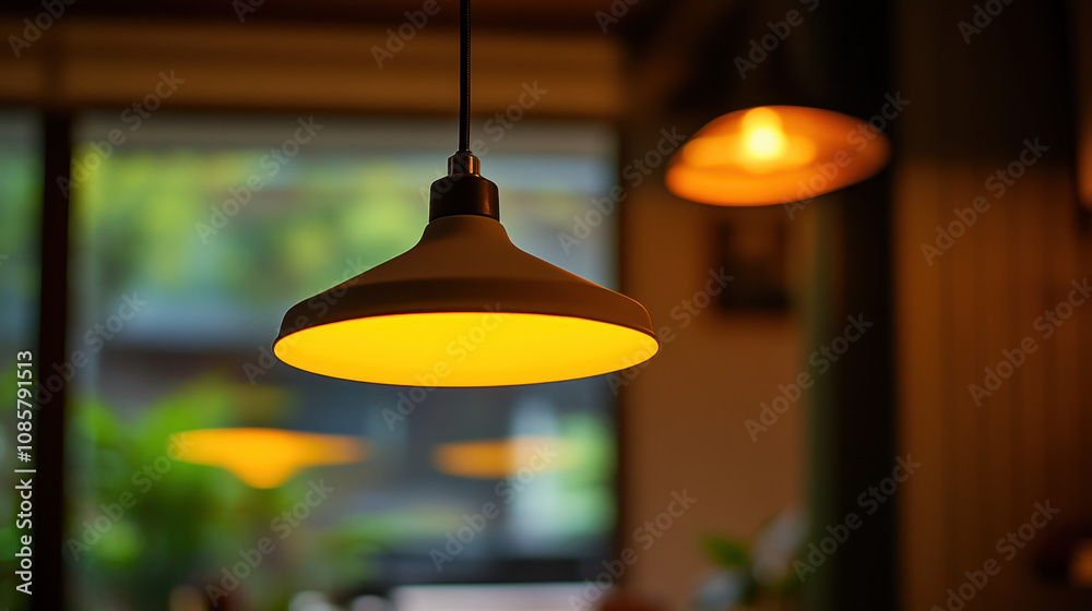 Obraz premium Industrial Pendant Light with Amber Glow