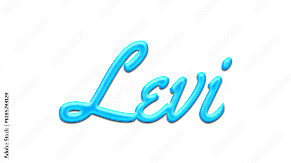 Glowing blue effect of name Levi on white background. Glowing blue effect of name Levi on white background.