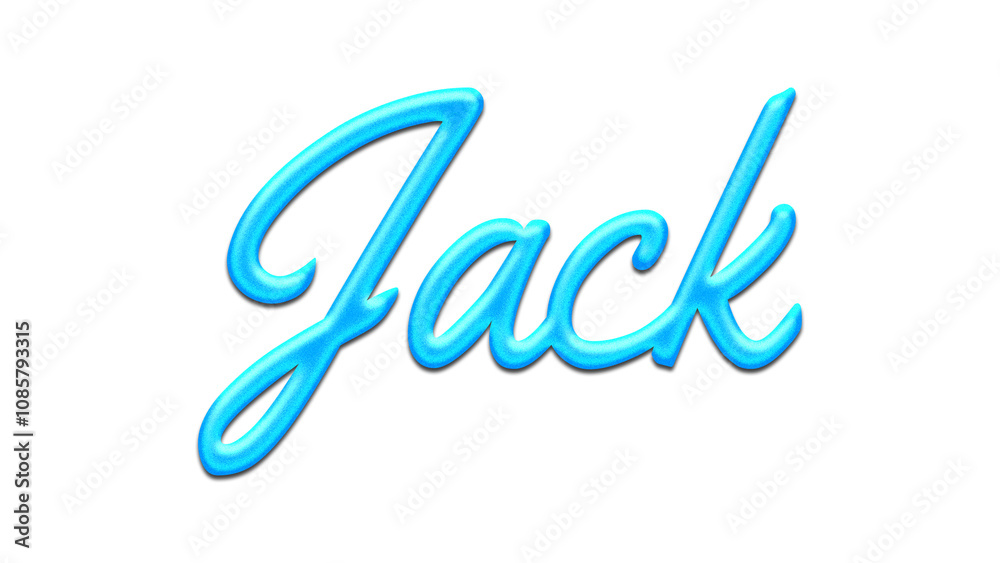 Glowing blue effect of name Jack on white background.	