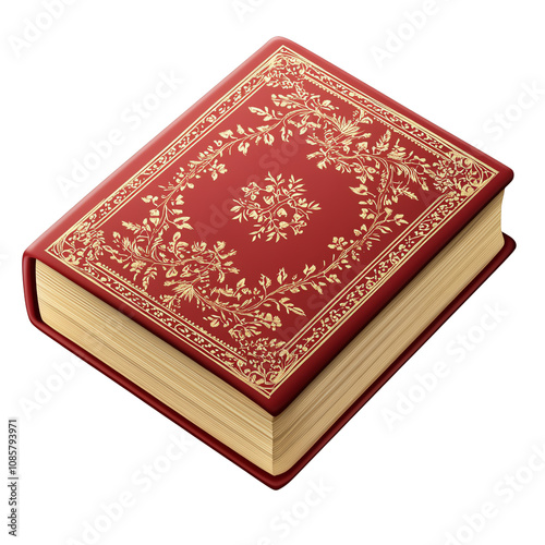 A beautifully designed vintage red book with intricate floral patterns, perfect for illustrating classic literature or storytelling.