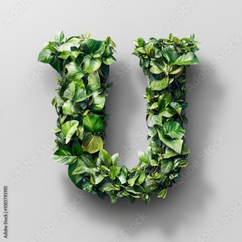 Stylized design of the letter U, isolated on a clean background