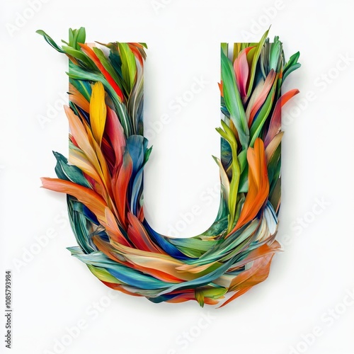 Stylized design of the letter U, isolated on a clean background