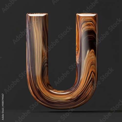 Stylized design of the letter U, isolated on a clean background