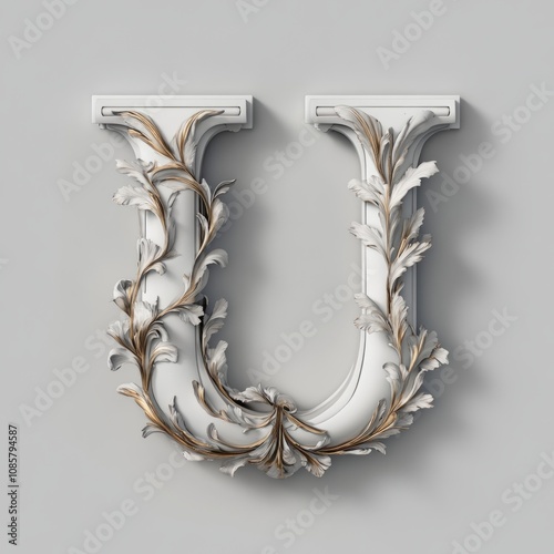 Stylized design of the letter U, isolated on a clean background