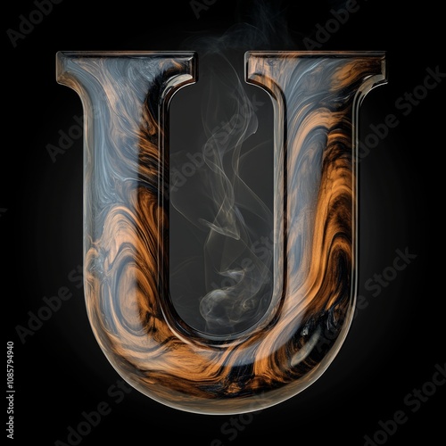 Stylized design of the letter U, isolated on a clean background