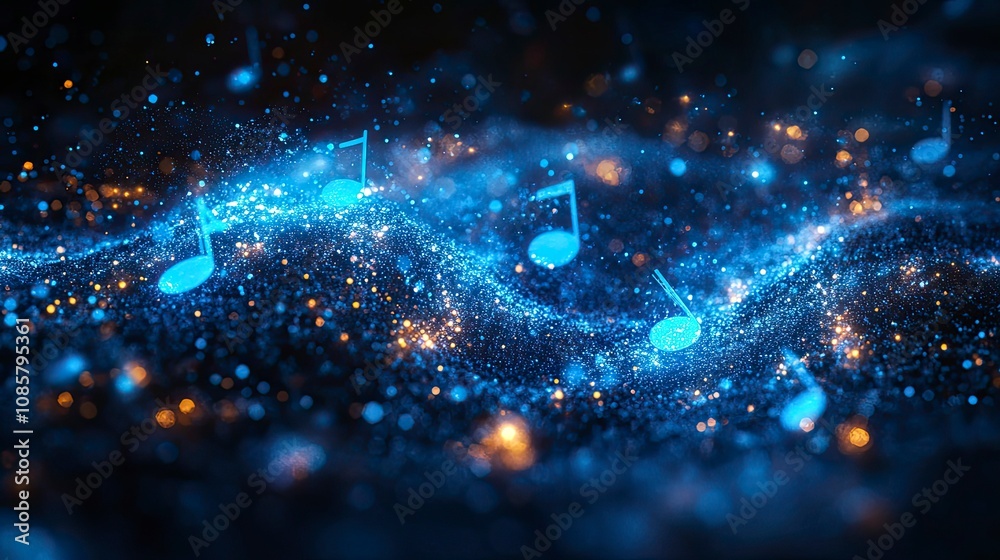 Obraz premium Neural network forming musical notes