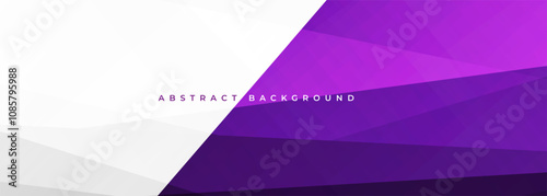White and purple modern abstract wide banner with geometric shapes. Dark violet and white abstract background. Vector illustration