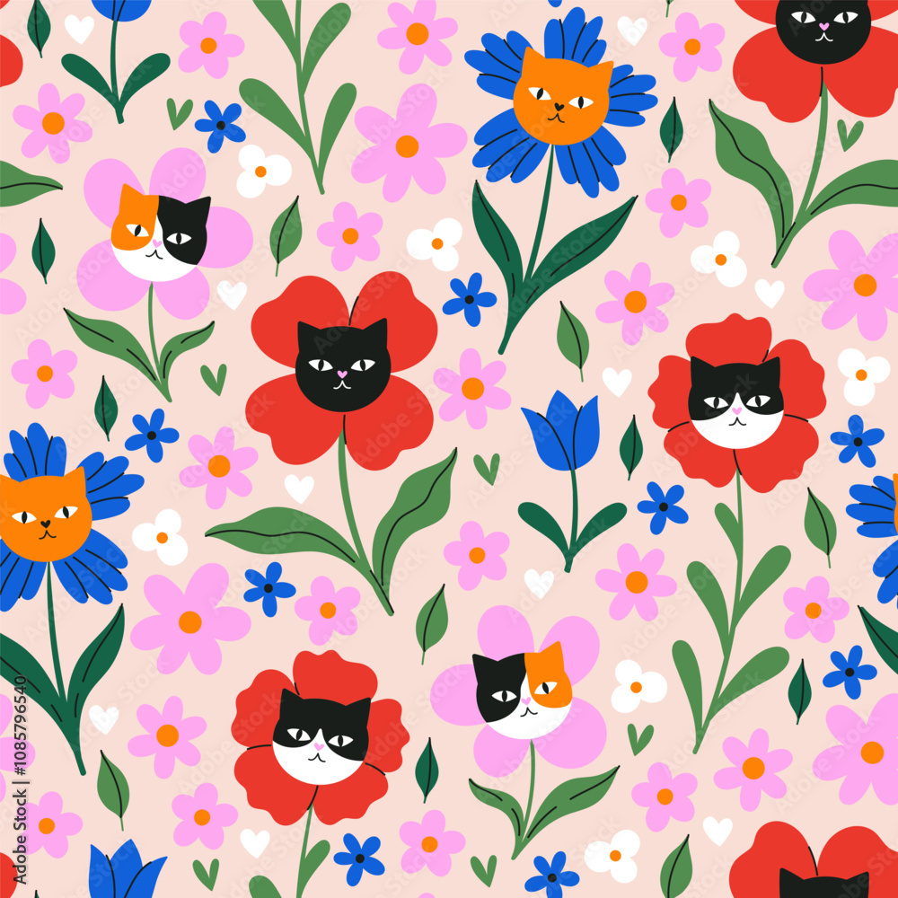 Cats on flowers