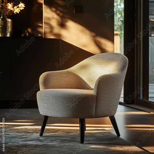 Modern Armchair with Sunlit Background photo