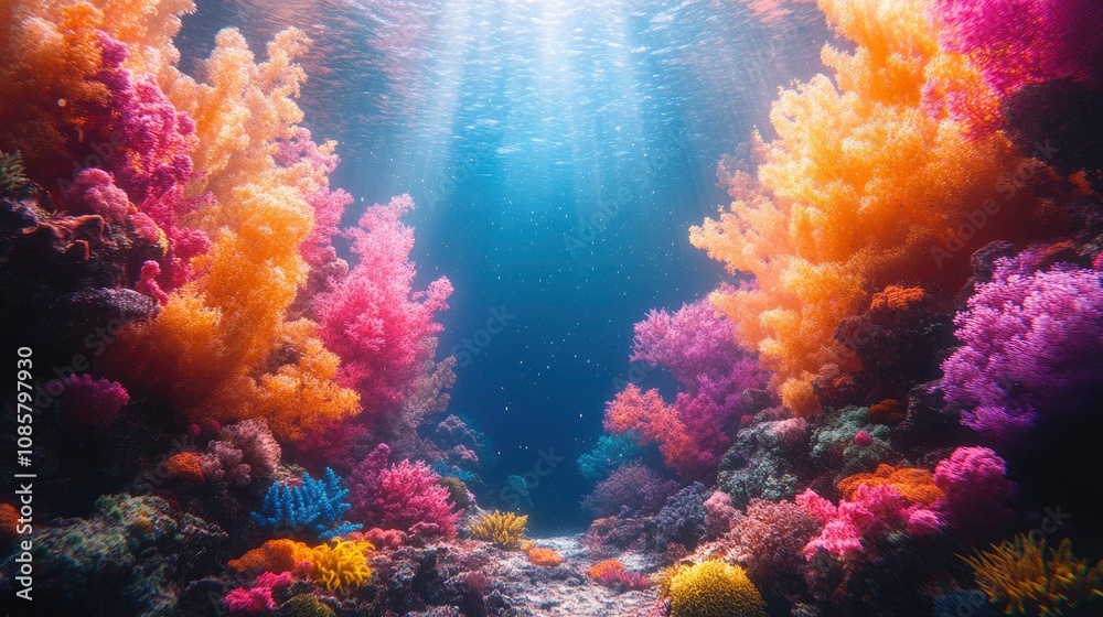 Fototapeta premium Digital coral reef made of flowing data streams
