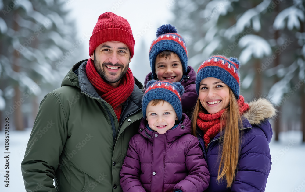 Winter Family Portrait in a Snowy Forest Winter Family Portrait in a Snowy Forest