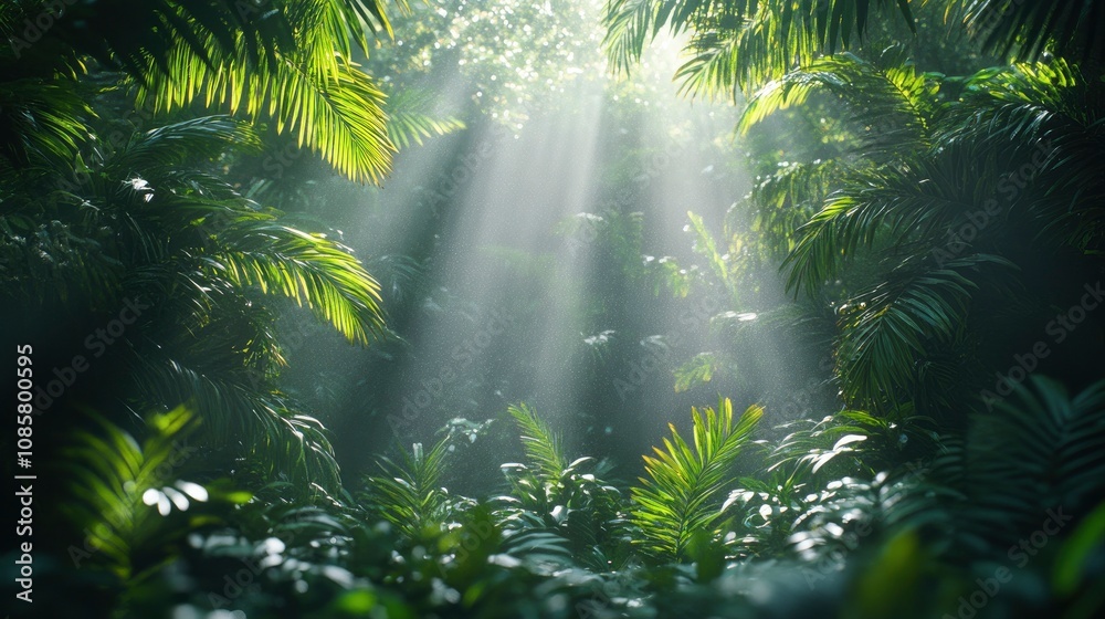Digital rain forest with data stream vegetation