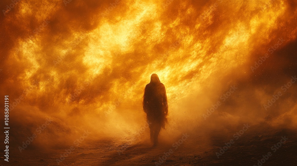Digital dust storm forming human silhouette Digital dust storm forming human silhouette