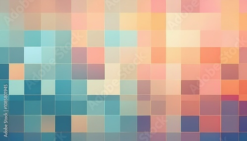Abstract pixel art in warm and cool tones.  A mosaic of color.