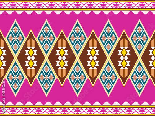 Geometric seamless ethnic pattern. Geometric ethnic pattern can be used in fabric design for clothes, decorative paper, wrapping, textile, embroidery, carpet, tribal pattern