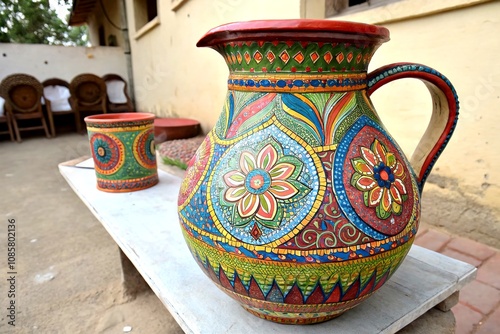 Vibrant Kaleidoscope Mud Pitcher: Portrait Photography Capturing Intricate Patterns and Designs in Stunning Colorful Brushstrokes