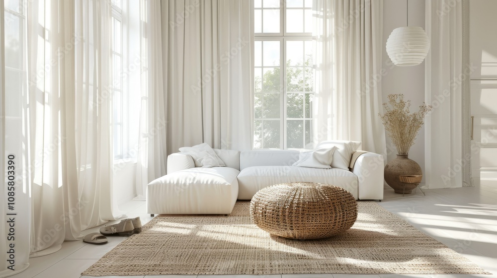 A bright and airy living room with white walls A bright and airy living room with white walls