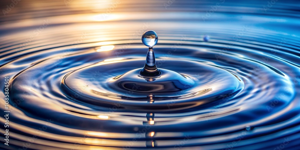 Water Drop Ripples, Blue, Reflection, Light, Abstract Water Drop Ripples, Blue, Reflection, Light, Abstract