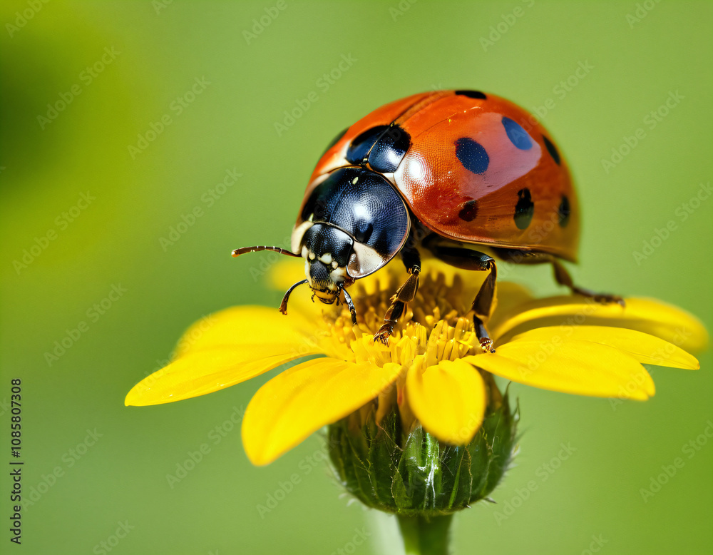 .The insect of the ladybug sits on the flower. .The insect of the ladybug sits on the flower.