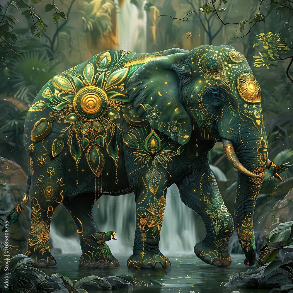 Fototapeta premium Stunning Elephant in Mandala Nature Artwork