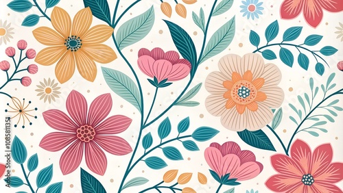 Wallpaper Mural Seamless pattern with abstract flowers Torontodigital.ca