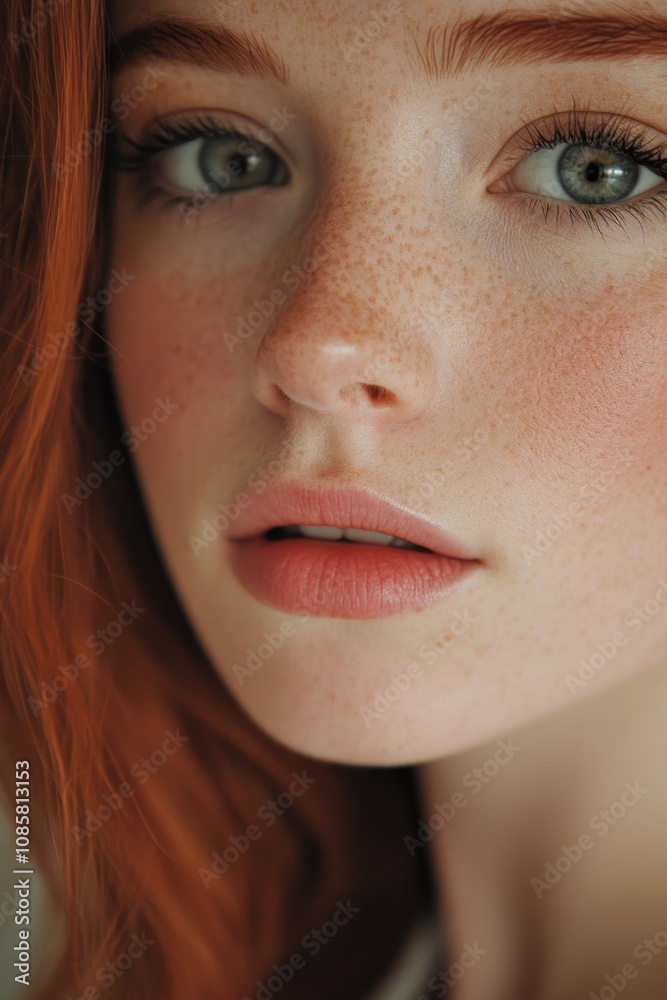 Woman with Freckles Close-Up Woman with Freckles Close-Up