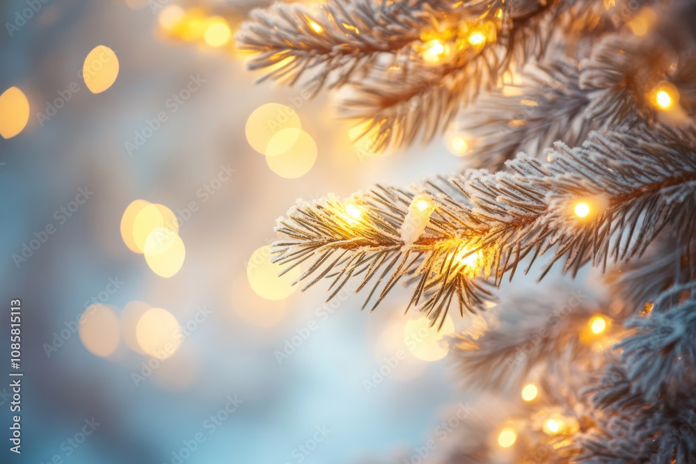 Christmas tree with twinkling lights, surrounded by colorful ornaments and wrapped gifts, casting a warm glow in a cozy room, creating a festive atmosphere. Christmas tree with twinkling lights, surrounded by colorful ornaments and wrapped gifts, casting a warm glow in a cozy room, creating a festive atmosphere.