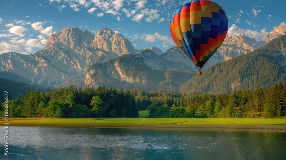 Fototapeta premium air balloon in the mountains