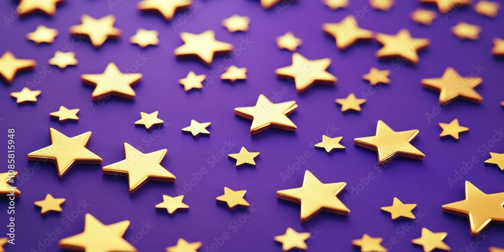 Gold stars on purple surface