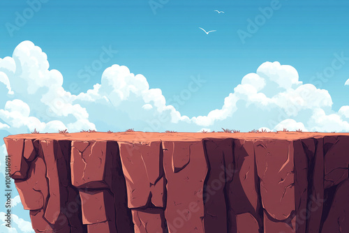 A Rocky Clifftop Overlooking a Cloudy Blue Sky
