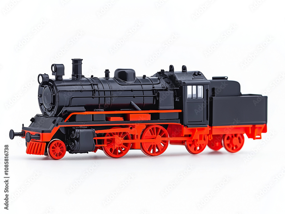 Fototapeta premium Toy Steam Locomotive Train Isolated on White Background