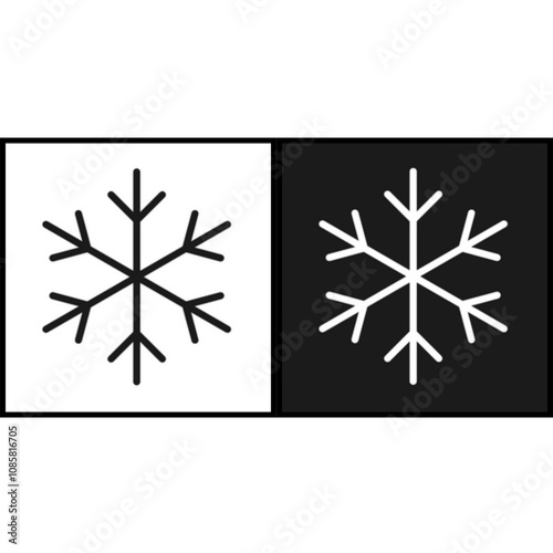 two black and white snowflake icons