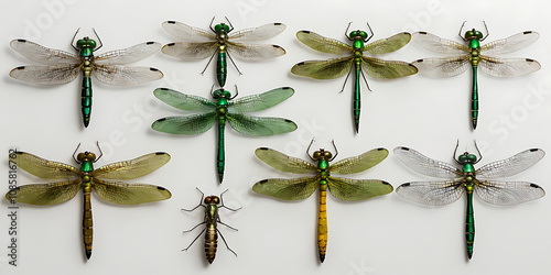 Exotic dragonfly with unique and beautiful features on a white background. Crated With Generative AI
