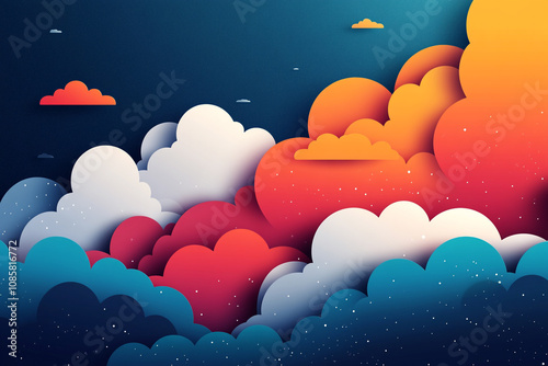 Colorful Cloudscape Night Sky Abstract Art Design