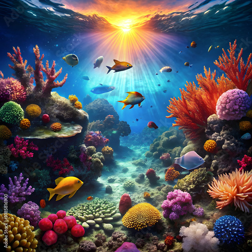 coral reef and fishes