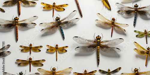 Exotic dragonfly with unique and beautiful features on a white background. Crated With Generative AI