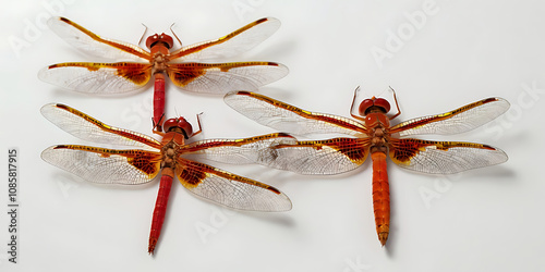 Exotic dragonfly with unique and beautiful features on a white background. Crated With Generative AI