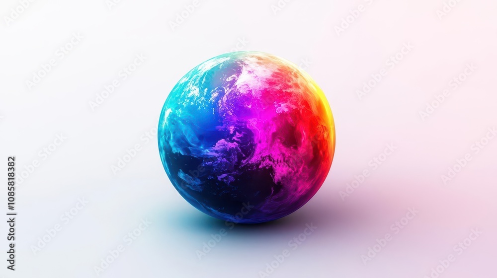 a holographic planet, space element, vibrant digital art, shimmering rainbow effect, isolated on white background a holographic planet, space element, vibrant digital art, shimmering rainbow effect, isolated on white background