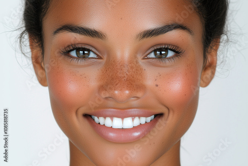 Macro Shot of Shiny White Teeth in a Radiant Smile