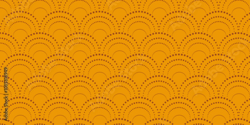 Retro Scalloped Dotted Pattern in Warm Yellow Tones