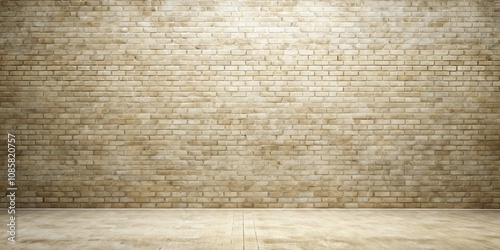 Empty Room with Beige Brick Wall and Concrete Floor