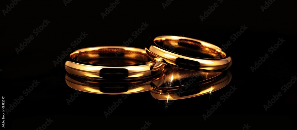 Gold Rings Isolated On Black Background Gold Rings Isolated On Black Background