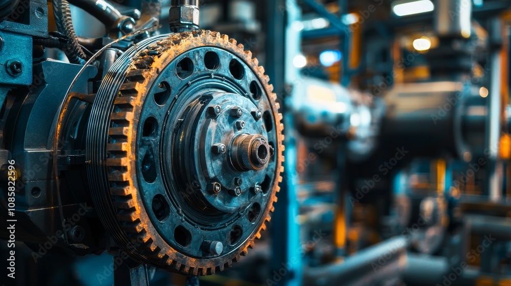 A close-up of a large mechanical component featuring intricate gears and a metallic finish, highlighting the complexity of industrial machinery. A close-up of a large mechanical component featuring intricate gears and a metallic finish, highlighting the complexity of industrial machinery.
