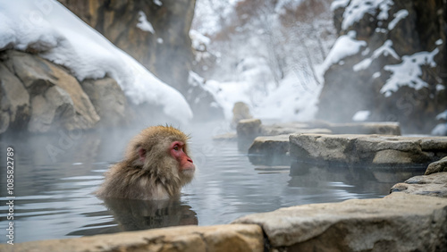 Snow Monkey in a Hot Spring